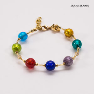 Onda - Murano glass bracelet with gold and silver seed beads