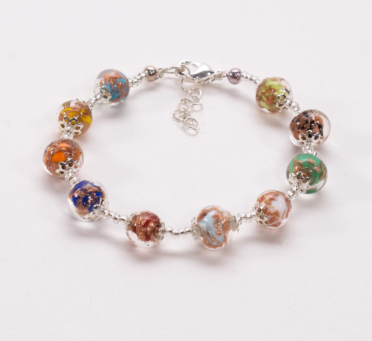 Purple bracelet in Murano glass beads PR Lampwork handmade in Italy | E- Italy | 100% Made in Italy