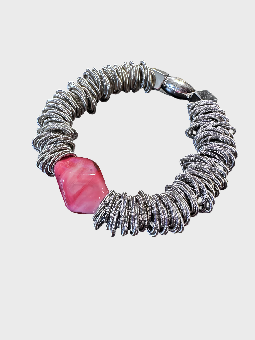 Maratea - Design bracelet in blown Murano glass and steel